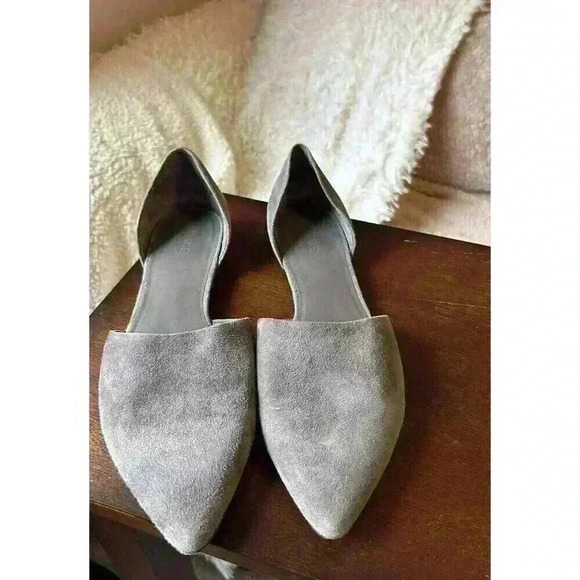 Vince Nina D'Orsay Flat Grey Suede Leather Size 9.5. Made In Italy.‎ Designer - Picture 1 of 13